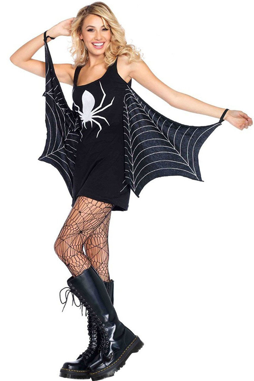 BY89050-2 Black Jersey Dress Spiderweb Cosplay Costume
